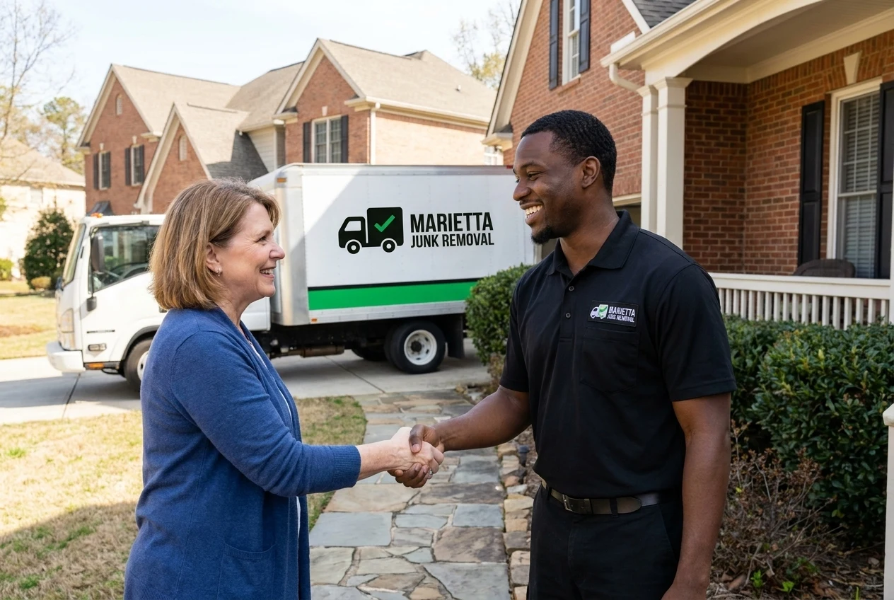 Marietta Junk Removal driver next to the branded box truck